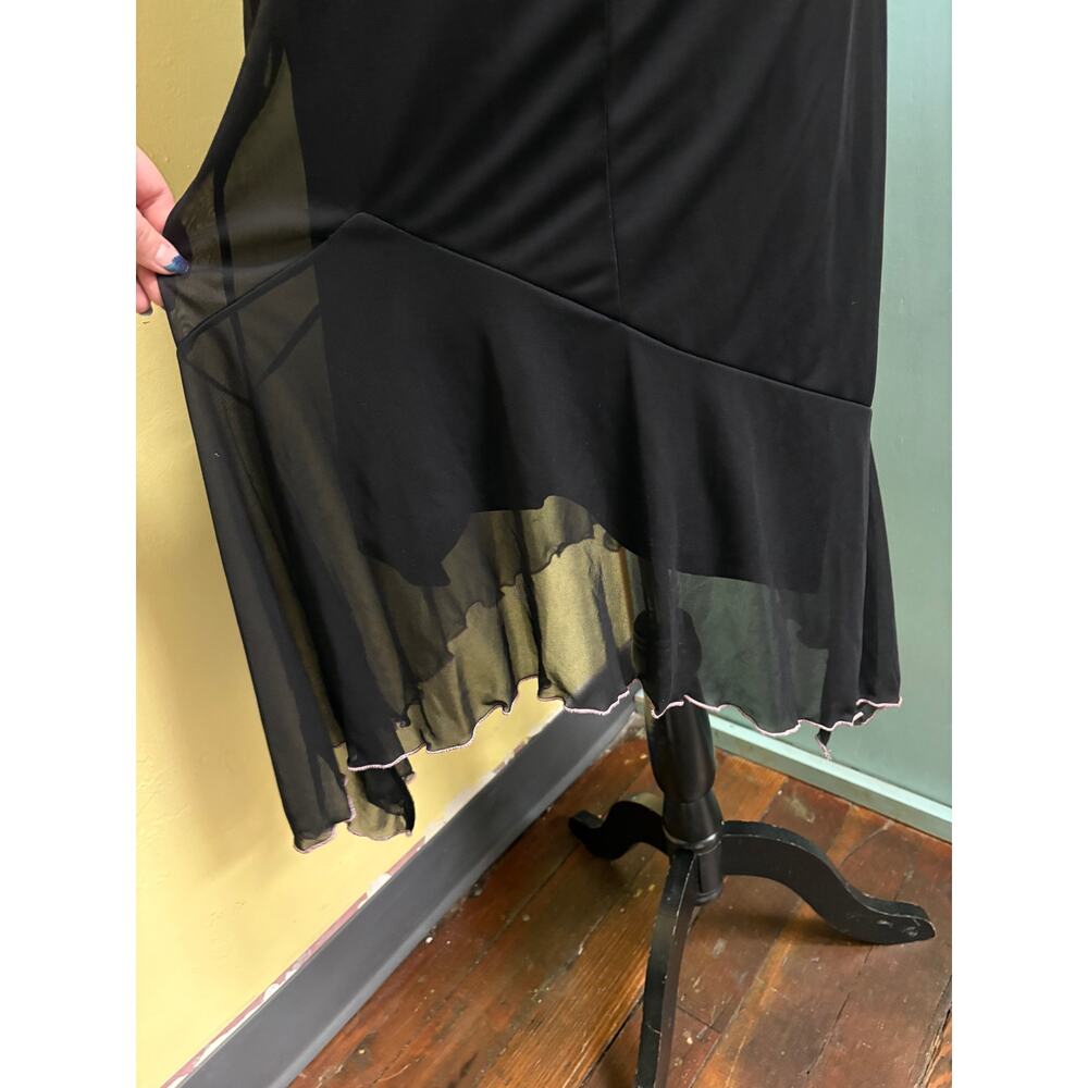 Y2K Semi Formal Tank Dress Black & Pink IZ Byer California - Picture 4 of 7